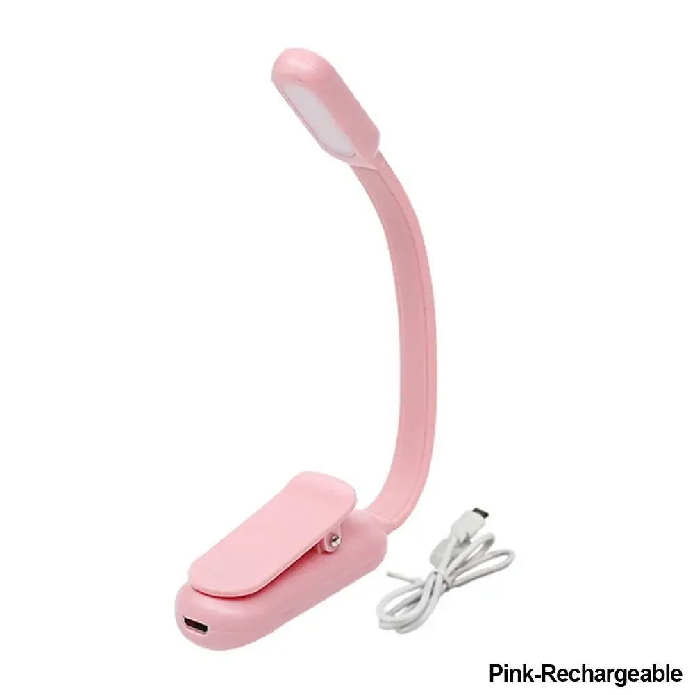 USB Mini LED Book Night 3 Light Color Adjustable Brightness Clip-On Study Reading Lamp Rechargeable for Travel Bedroom Reading