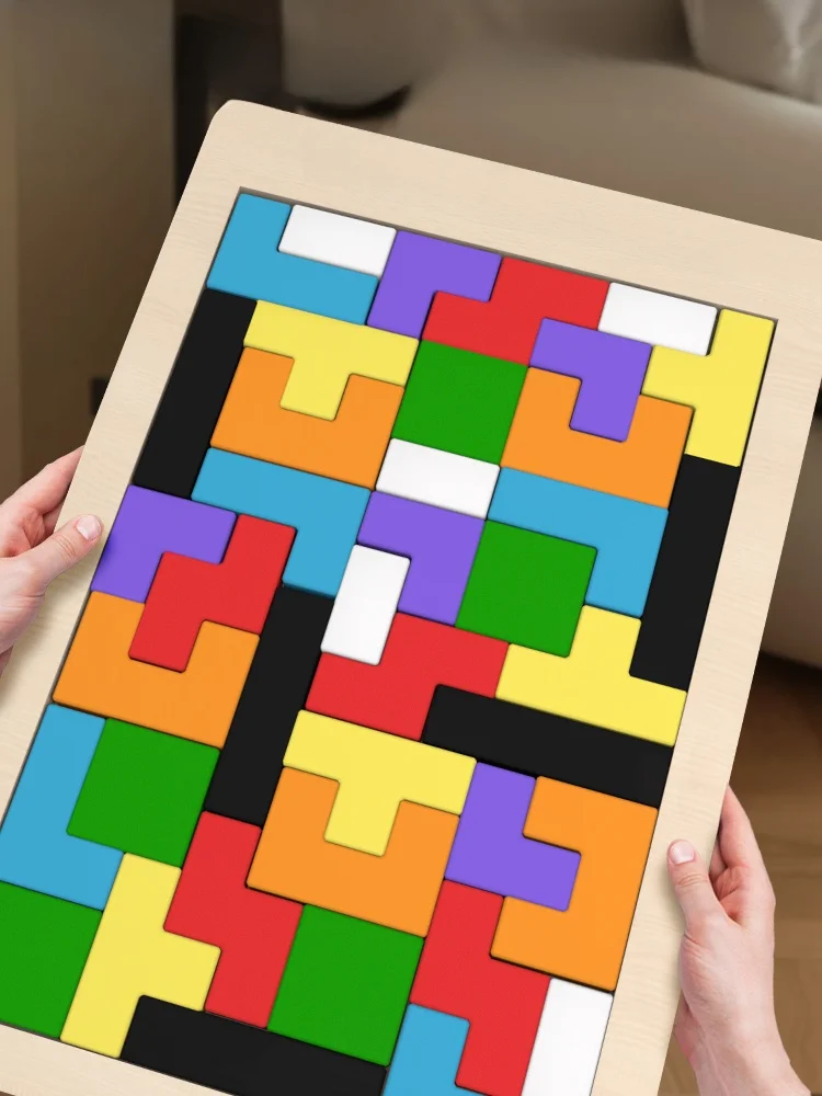Colorful wooden puzzle toys Tangram Montessori materials children's puzzle toys Building blocks Children's learning toys